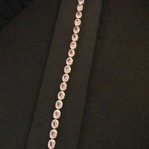 White gold 7 1/2” pink tourmaline tennis bracelet